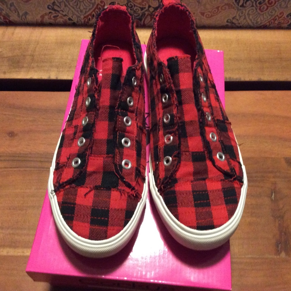 Corkys Red Plaid Women's Sneakers